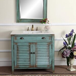 Chans Furniture CF-28884BU Abbeville 36 Inch Distressed Blue Bathroom Sink Vanity