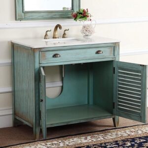 Chans Furniture CF-28884BU Abbeville 36 Inch Distressed Blue Bathroom Sink Vanity