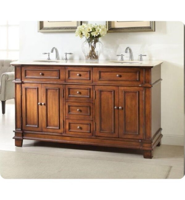 Chans Furniture CF-3048M-70 Sanford 70 Inch Brown Bathroom Double Sink Vanity