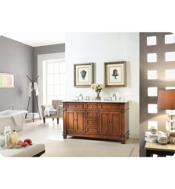 Chans Furniture CF-3048M-70 Sanford 70 Inch Brown Bathroom Double Sink Vanity