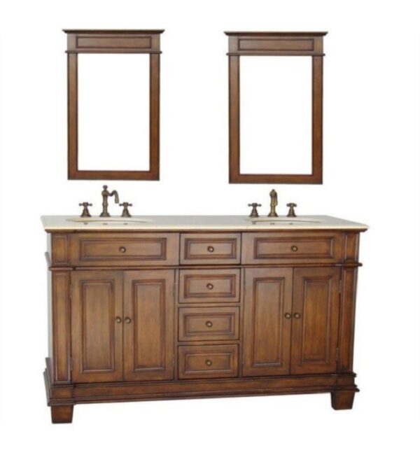 Chans Furniture CF-3048M-70 Sanford 70 Inch Brown Bathroom Double Sink Vanity