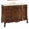 Chans Furniture CF-3882M-TK-56 Beckham 56 Inch Dark Cherry Bathroom Sink Vanity, Cream Marble Countertop