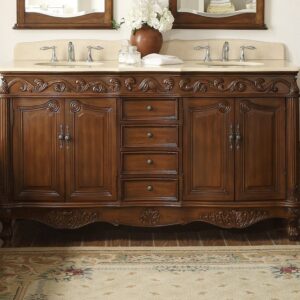 Chans Furniture CF-3882M-TK-64 Beckham 64 Inch Brown Bathroom Double Sink Vanity