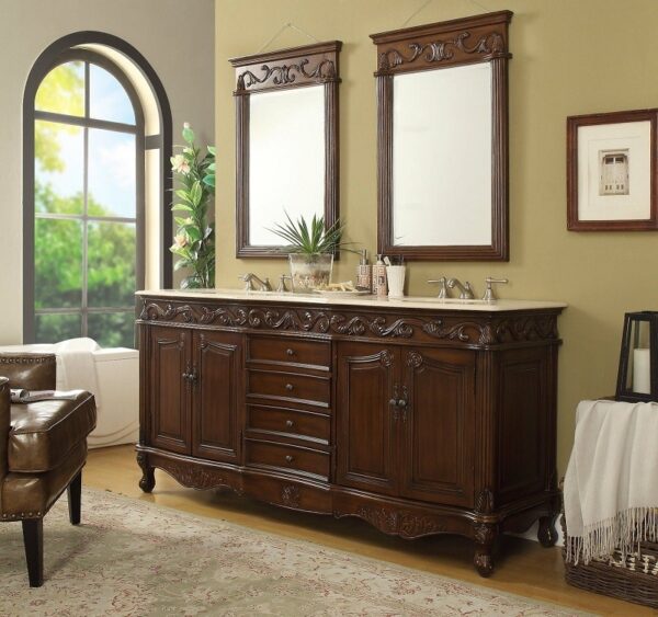 Chans Furniture CF-3882M-TK-72 Beckham 72 Inch Brown Bathroom Double Sink Vanity