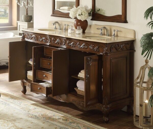 Chans Furniture CF-3882M-TK-72 Beckham 72 Inch Brown Bathroom Double Sink Vanity