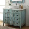 Chans Furniture ZK-78886BU 38 Inch Benton Collection Distress Blue Abbeville Vessel Sink Bathroom Vanity