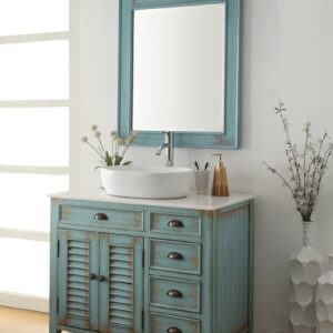 Chans Furniture ZK-78886BU 38 Inch Benton Collection Distress Blue Abbeville Vessel Sink Bathroom Vanity