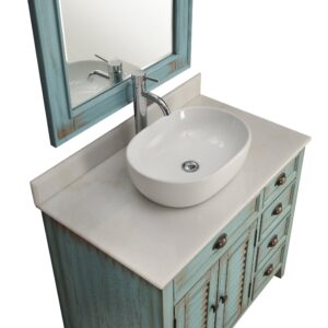 Chans Furniture ZK-78886BU 38 Inch Benton Collection Distress Blue Abbeville Vessel Sink Bathroom Vanity