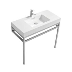 Kubebath KB CH40 Haus 40 Inch Console Single Sink Bath Vanity with White Acrylic Sink