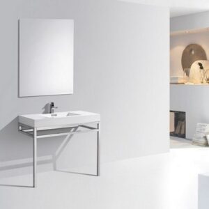 Kubebath KB CH40 Haus 40 Inch Console Single Sink Bath Vanity with White Acrylic Sink