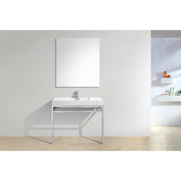 Kubebath KB CH40 Haus 40 Inch Console Single Sink Bath Vanity with White Acrylic Sink