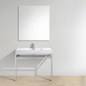 Kubebath KB CH40 Haus 40 Inch Console Single Sink Bath Vanity with White Acrylic Sink