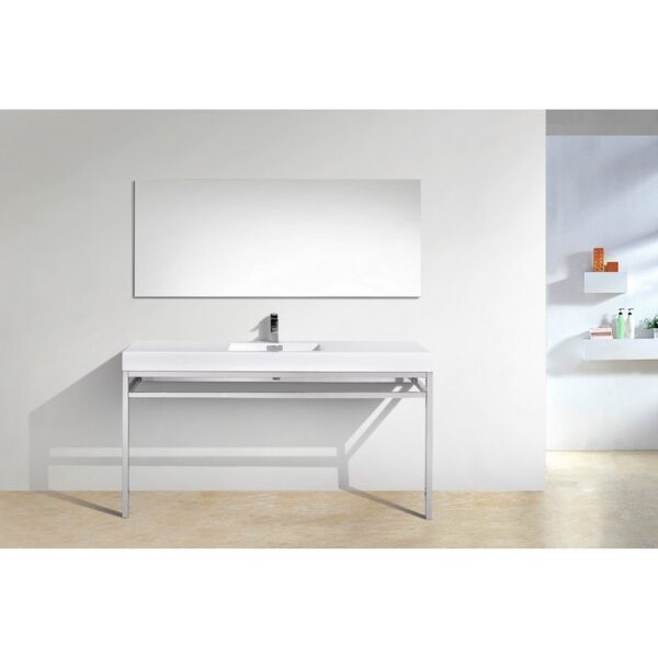 Kubebath KB CH60S Haus 60 Inch Console Single Sink Bath Vanity with White Acrylic Sink