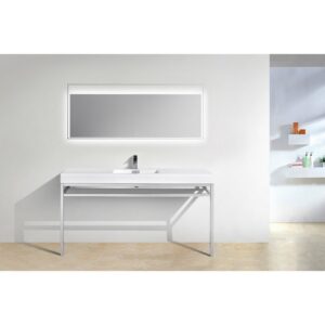 Kubebath KB CH60S Haus 60 Inch Console Single Sink Bath Vanity with White Acrylic Sink