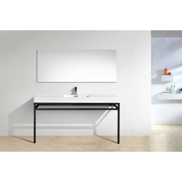 Kubebath KB CH60S Haus 60 Inch Console Single Sink Bath Vanity with White Acrylic Sink