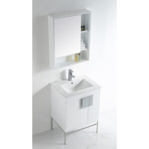 Chans Furniture CL-101WH-24ZI 24 Inch Tennant Kuro Minimalistic White Bathroom Vanity