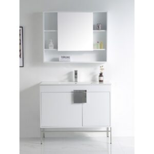 Chans Furniture CL-101WH-40ZI 40 Inch Tennant Brand Kuro Minimalistic White Bathroom Vanity