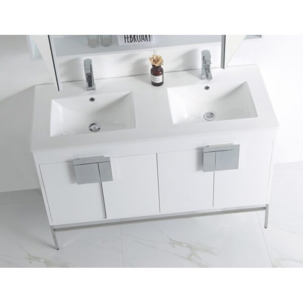 Chans Furniture CL-101WH-47QD 47 Inch Tennant Brand Kuro Minimalistic White Double Bathroom Vanity