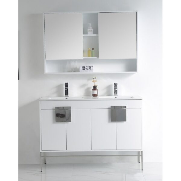 Chans Furniture CL-101WH-47QD 47 Inch Tennant Brand Kuro Minimalistic White Double Bathroom Vanity