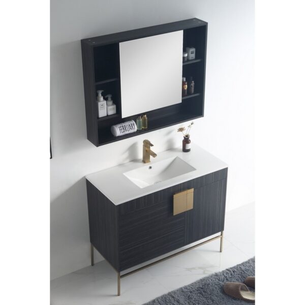 Chans Furniture CL-102DG-40ZI 40 Inch Tennant Brand Kuro Minimalistic Dawn Gray Bathroom Vanity