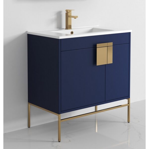 Chans Furniture CL-108NB-32ZI 32 Inches Tennant Brand Kuro Minimalistic Bathroom Vanity In Navy Blue