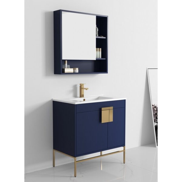 Chans Furniture CL-108NB-32ZI 32 Inches Tennant Brand Kuro Minimalistic Bathroom Vanity In Navy Blue