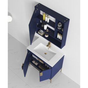 Chans Furniture CL-108NB-32ZI 32 Inches Tennant Brand Kuro Minimalistic Bathroom Vanity In Navy Blue