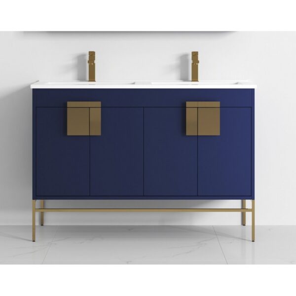 Chans Furniture CL-108NB-47QD 47 Inches Tennant Brand Kuro Minimalistic Double Bathroom Vanity In Navy Blue