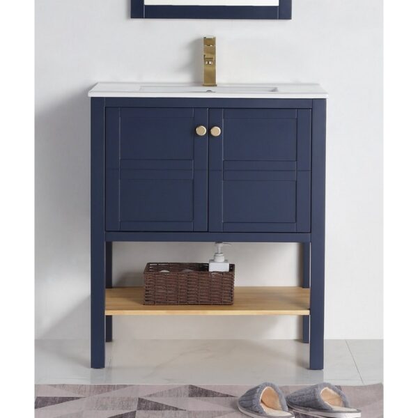 Chans Furniture CL-208NB-30 30 Inches Tennant Brand Arola Small Slim Narrow Bathroom Vanity In Navy Blue