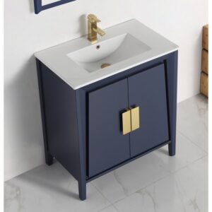 Chans Furniture CL-22NB30-ZI 30 Inches Tennant Brand Larvotto Contemporary Bathroom Vanity In Navy Blue