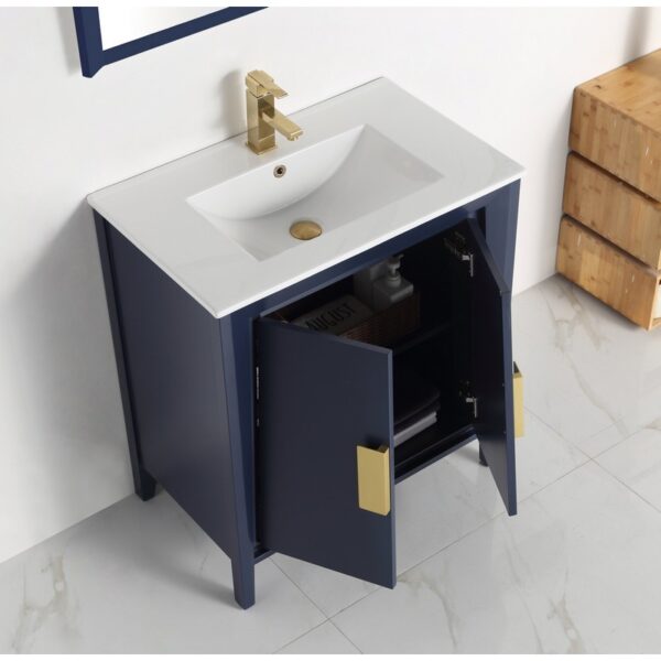 Chans Furniture CL-22NB30-ZI 30 Inches Tennant Brand Larvotto Contemporary Bathroom Vanity In Navy Blue