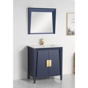 Chans Furniture CL-22NB36-ZI 36 Inches Larvotto Modern Single Sink Bathroom Vanity In Navy Blue