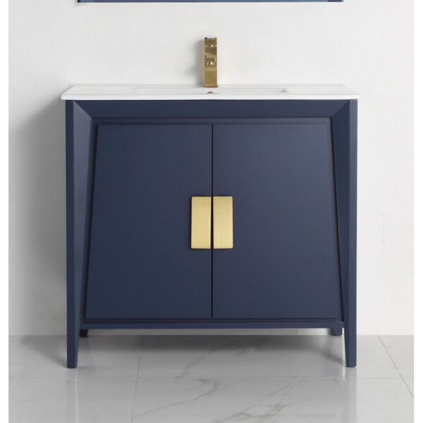 Chans Furniture CL-22NB36-ZI 36 Inches Larvotto Modern Single Sink Bathroom Vanity In Navy Blue