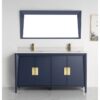 Chans Furniture CL-22NB60-QT 60 Inches Larvotto Contemporary Double Sink Bathroom Vanity In Navy Blue