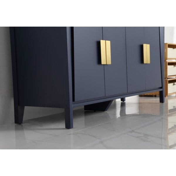 Chans Furniture CL-22NB60-QT 60 Inches Larvotto Contemporary Double Sink Bathroom Vanity In Navy Blue