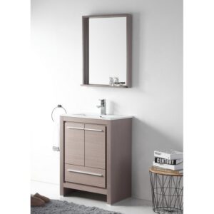 Chans Furniture CL10-GO24-ZI 24 Inch Tennant Brand Modern Style Vanity - Viara Bathroom Sink Vanity in Gray Oak