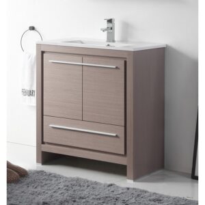 Chans Furniture CL10-GO30-ZI 30 Inch Tennant Brand Modern Style Vanity - Viara Bathroom Sink Vanity in Gray Oak