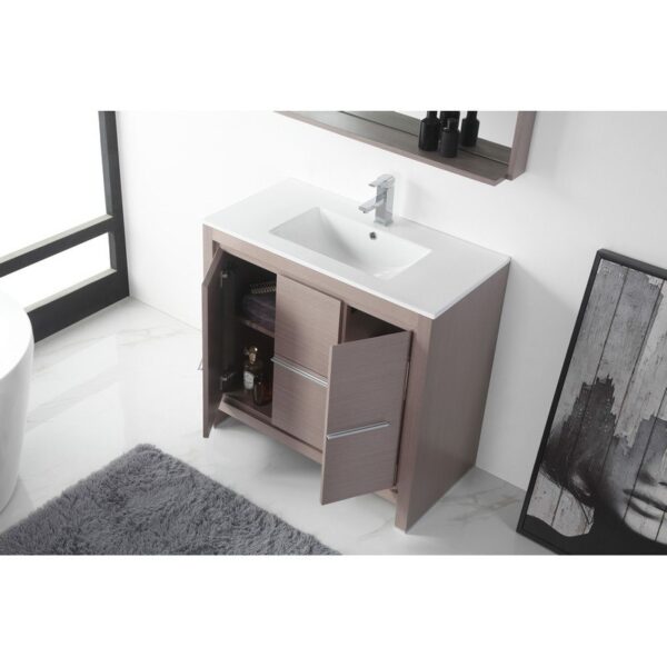 Chans Furniture CL10-GO36-ZI 36 Inch Tennant Brand Modern Style Vanity - Viara Bathroom Sink Vanity in Gray Oak