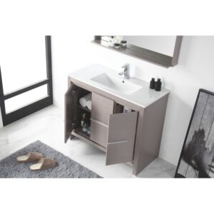 Chans Furniture CL10-GO40-ZI 40 Inch Tennant Brand Modern Style Vanity - Viara Bathroom Sink Vanity in Gray Oak