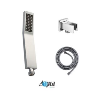 Kubebath KB CR2004JHH3V Aqua Piazza Shower Set with 8 Inch Ceiling Mount Square Rain Shower, Handheld and 4 Body Jets