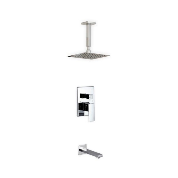 Kubebath KB CR200TF2V Aqua Piazza Shower Set with 8 Inch Ceiling Mount Square Rain Shower and Tub Filler