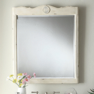 Chans Furniture Mir081WP Daleville 32 Inch Distressed Cream Wall Mirror