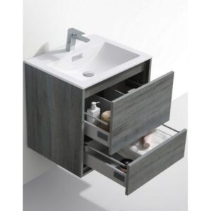 Kubebath DL24 De Lusso 24 Inch Wall Mount Single Sink Bath Vanity