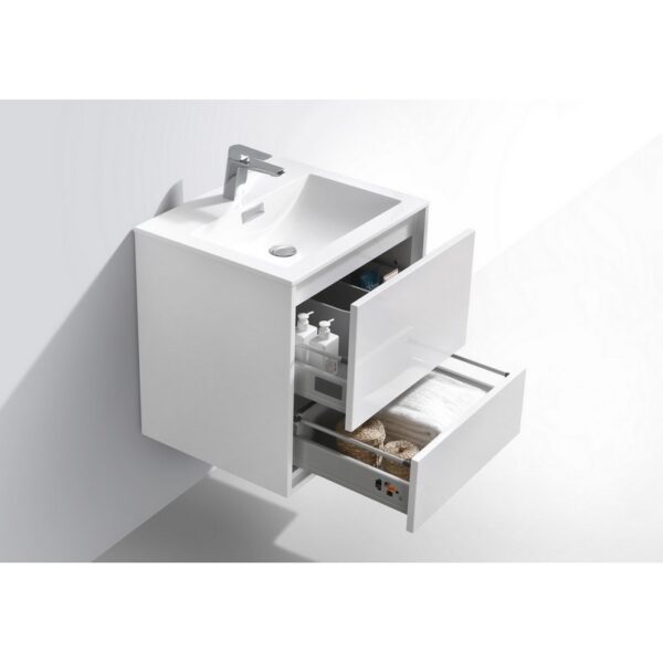 Kubebath DL24 De Lusso 24 Inch Wall Mount Single Sink Bath Vanity