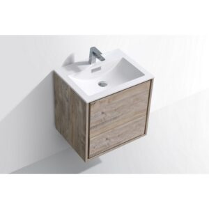 Kubebath DL24 De Lusso 24 Inch Wall Mount Single Sink Bath Vanity