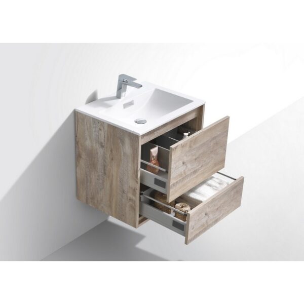 Kubebath DL24 De Lusso 24 Inch Wall Mount Single Sink Bath Vanity