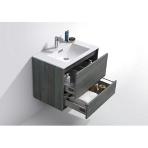 Kubebath DL30 De Lusso 30 Inch Wall Mount Single Sink Bath Vanity