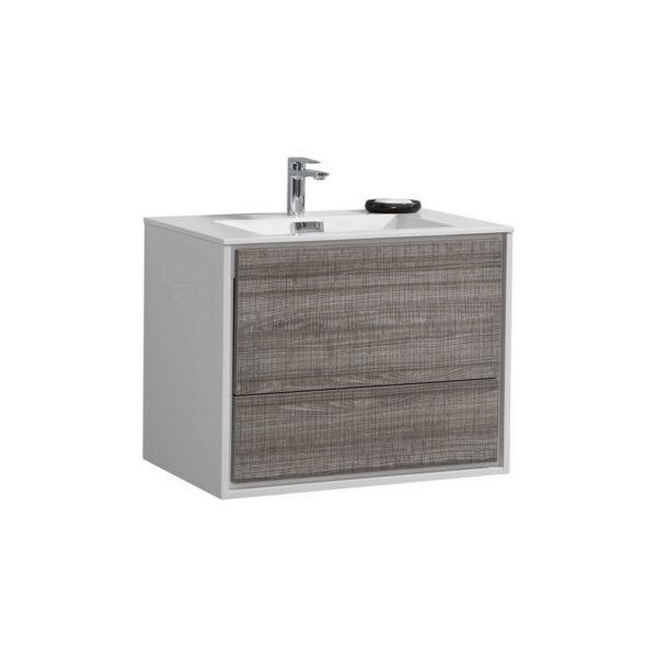 Kubebath DL30 De Lusso 30 Inch Wall Mount Single Sink Bath Vanity