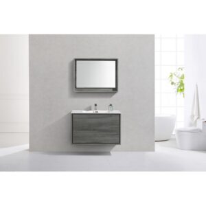 Kubebath DL36 De Lusso 36 Inch Wall Mount Single Sink Bath Vanity