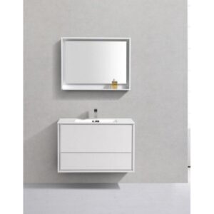 Kubebath DL36 De Lusso 36 Inch Wall Mount Single Sink Bath Vanity